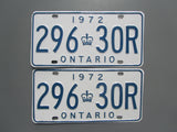 1972 YOM Clear Ontario License Plates