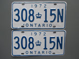 1972 YOM Clear Ontario License Plates
