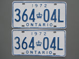 1972 YOM Clear Ontario License Plates