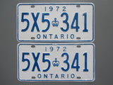 1972 YOM Clear Ontario License Plates