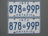 1972 YOM Clear Ontario License Plates