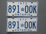 1972 YOM Clear Ontario License Plates