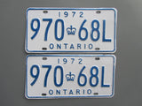 1972 YOM Clear Ontario License Plates