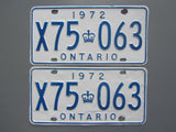 1972 YOM Clear Ontario License Plates