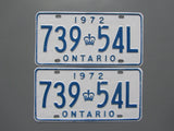 1972 YOM Clear Ontario License Plates