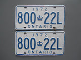 1972 YOM Clear Ontario License Plates