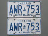 1973 YOM Clear Ontario License Plates