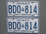 1973 YOM Clear Ontario License Plates