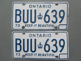 1973 YOM Clear Ontario License Plates