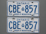 1973 YOM Clear Ontario License Plates