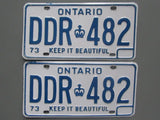 1973 YOM Clear Ontario License Plates