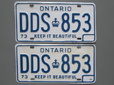 1973 YOM Clear Ontario License Plates
