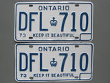 1973 YOM Clear Ontario License Plates