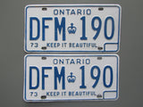 1973 YOM Clear Ontario License Plates