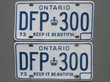 1973 YOM Clear Ontario License Plates