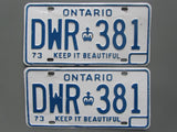 1973 YOM Clear Ontario License Plates