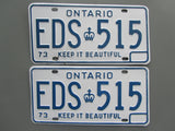 1973 YOM Clear Ontario License Plates