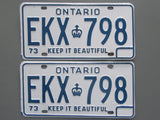1973 YOM Clear Ontario License Plates