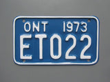 1973 YOM Clear Ontario Motorcycle License Plate