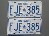 1973 YOM Clear Ontario License Plates