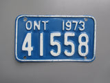 1973 YOM Clear Ontario Motorcycle License Plate