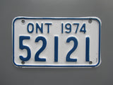 1974 YOM Clear Ontario Motorcycle License Plate