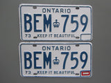 1974 Ontario License Plates