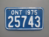 1975 YOM Clear Ontario Motorcycle License Plate