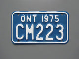 1975 YOM Clear Ontario Motorcycle License Plate