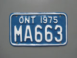 1975 YOM Clear Ontario Motorcycle License Plate