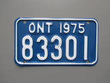 1975 YOM Clear Ontario Motorcycle License Plate