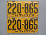 1924 YOM Clear Ontario License Plates