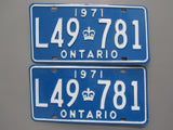 1971 YOM Clear Ontario License Plates