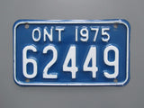 1975 YOM Clear Ontario Motorcycle License Plate