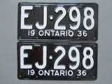 1936 YOM Clear Ontario License Plates