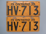1935 YOM Clear Ontario License Plates