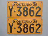 1935 YOM Clear Ontario License Plates