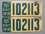 1918 YOM Clear Ontario License Plates