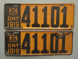 1919 YOM Clear Ontario License Plates