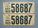 1920 YOM Clear Ontario License Plates