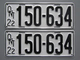 1922 YOM Clear Ontario License Plates