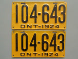 1924 YOM Clear Ontario License Plates