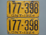 1924 YOM Clear Ontario License Plates