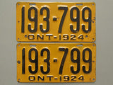 1924 YOM Clear Ontario License Plates