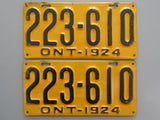 1924 YOM Clear Ontario License Plates