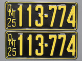 1925 YOM Clear Ontario License Plates