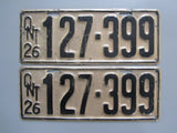 1926 YOM Clear Ontario License Plates
