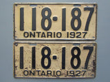1927 YOM Clear Ontario License Plates