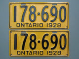 1928 YOM Clear Ontario License Plates