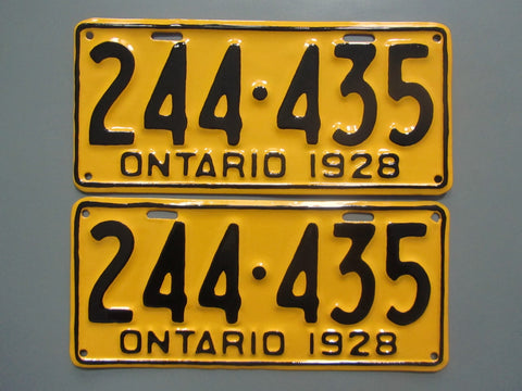 1928 YOM Clear Ontario License Plates